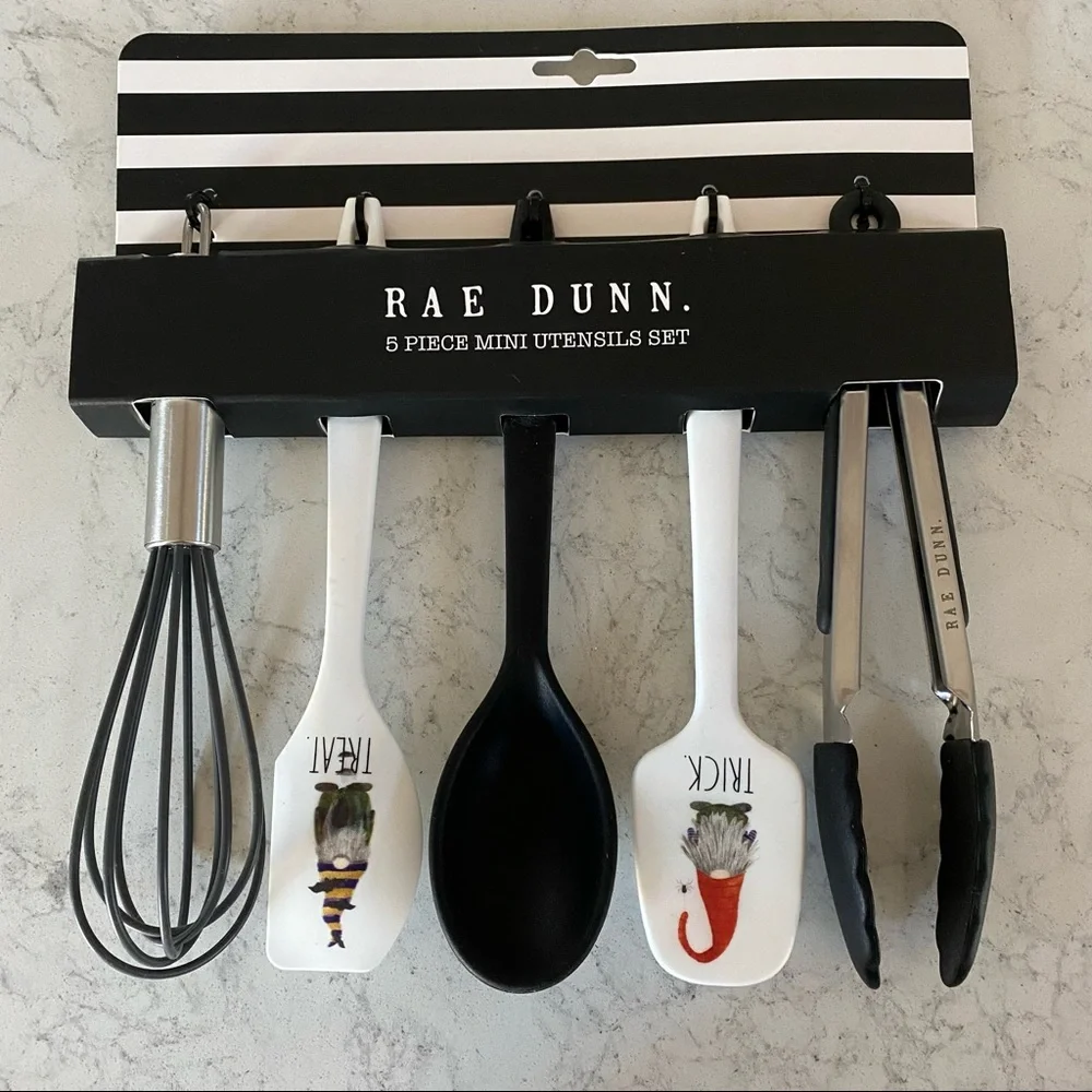 NWT Rae Dunn Gnome Trick Treat Halloween Kitchen Utensils Set